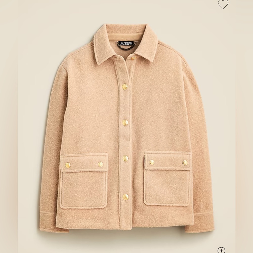 J. Crew Beige Wool-Blend Shacket with Gold Buttons
